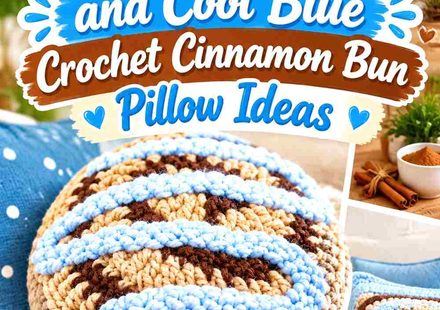 15 Cinnamon Brown and Cool Blue Crochet Cinnamon Bun Pillow Ideas