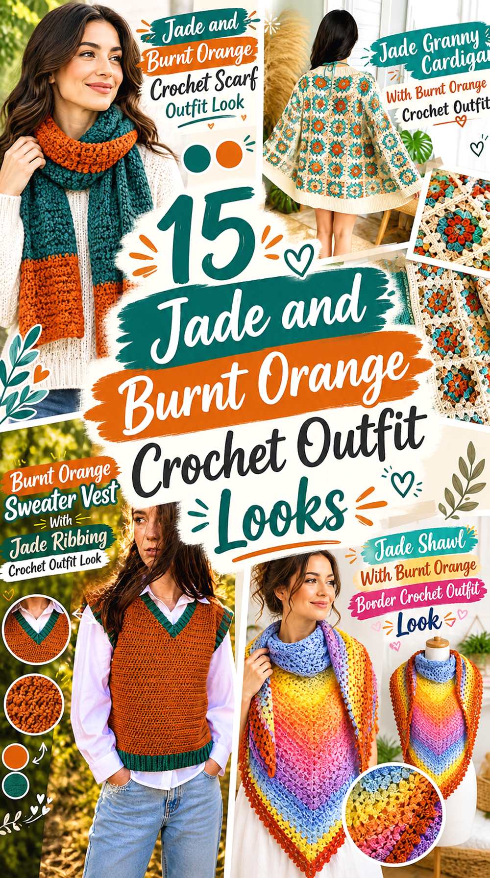 15 Jade and Burnt Orange Crochet Outfit Looks