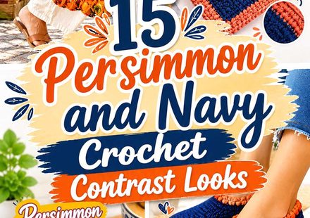 15 Persimmon and Navy Crochet Contrast Looks