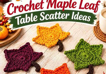 15 Persimmon and Plum Noir Crochet Maple Leaf Table Scatter Ideas