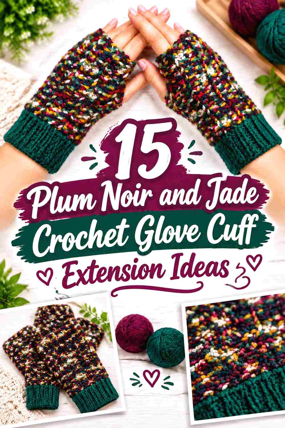 15 Plum Noir and Jade Crochet Glove Cuff Extension Ideas