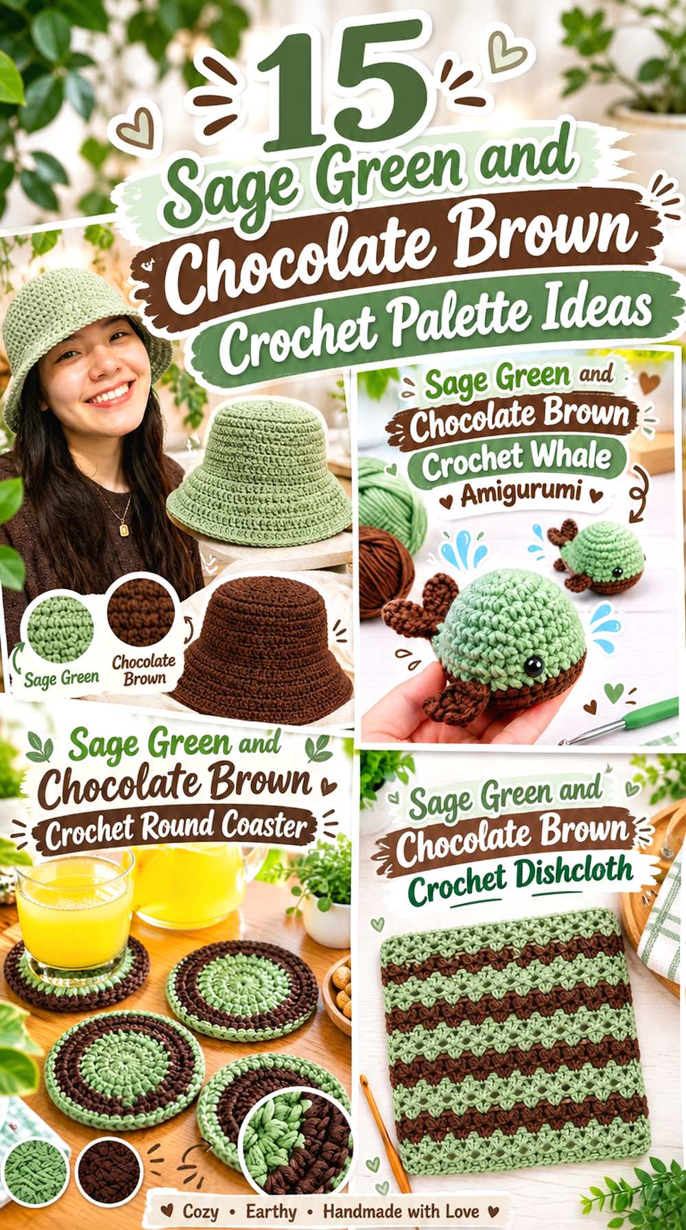 15 Sage Green and Chocolate Brown Crochet Palette Ideas