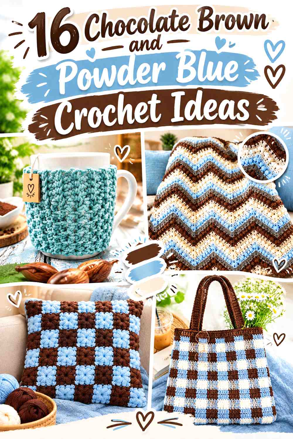 17 Chocolate Brown and Powder Blue Crochet Ideas