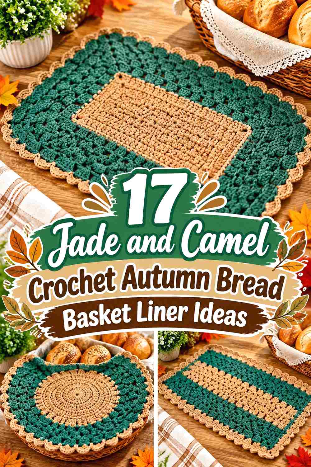 17 Jade and Camel Crochet Autumn Bread Basket Liner Ideas