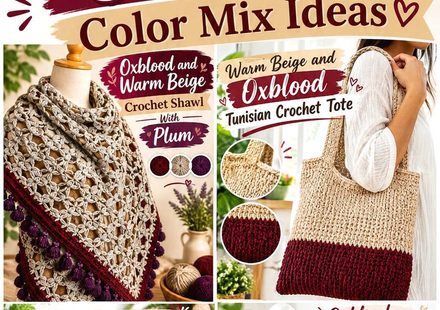 17 Oxblood and Warm Beige Crochet Color Mix Ideas