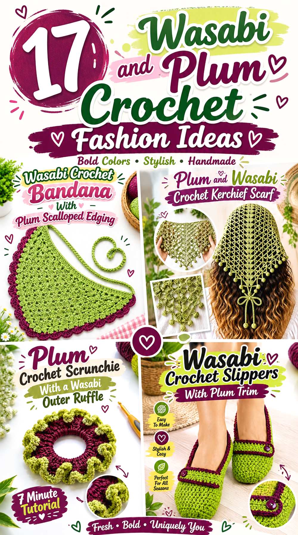 18 Wasabi and Plum Crochet Fashion Ideas