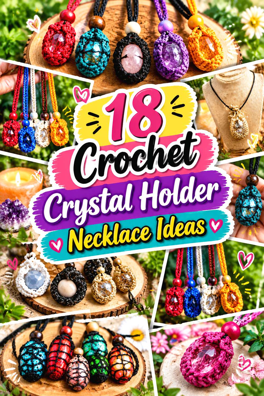 Crochet Crystal Holder Necklace Ideas