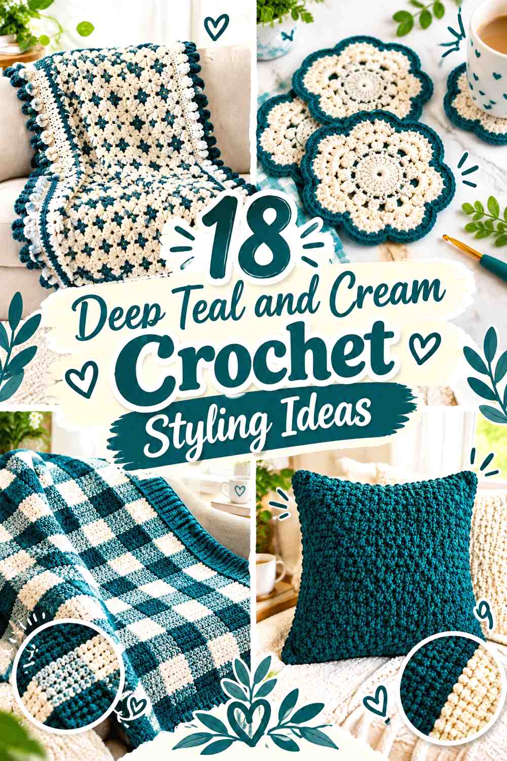 19 Deep Teal and Cream Crochet Styling Ideas