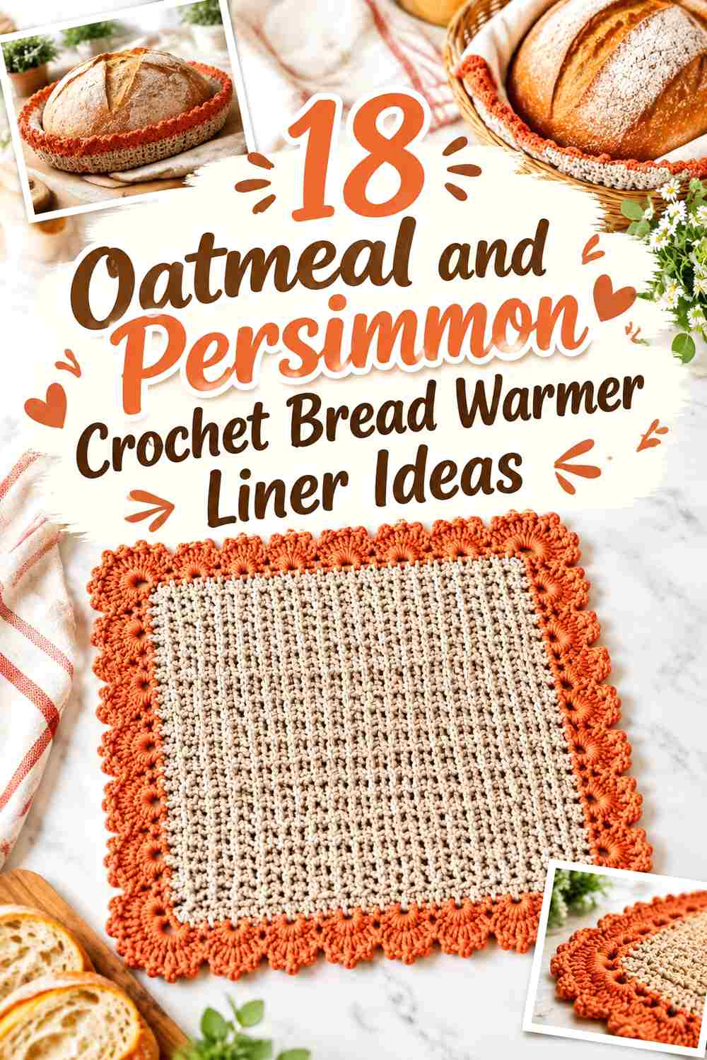 18 Oatmeal and Persimmon Crochet Bread Warmer Liner Ideas