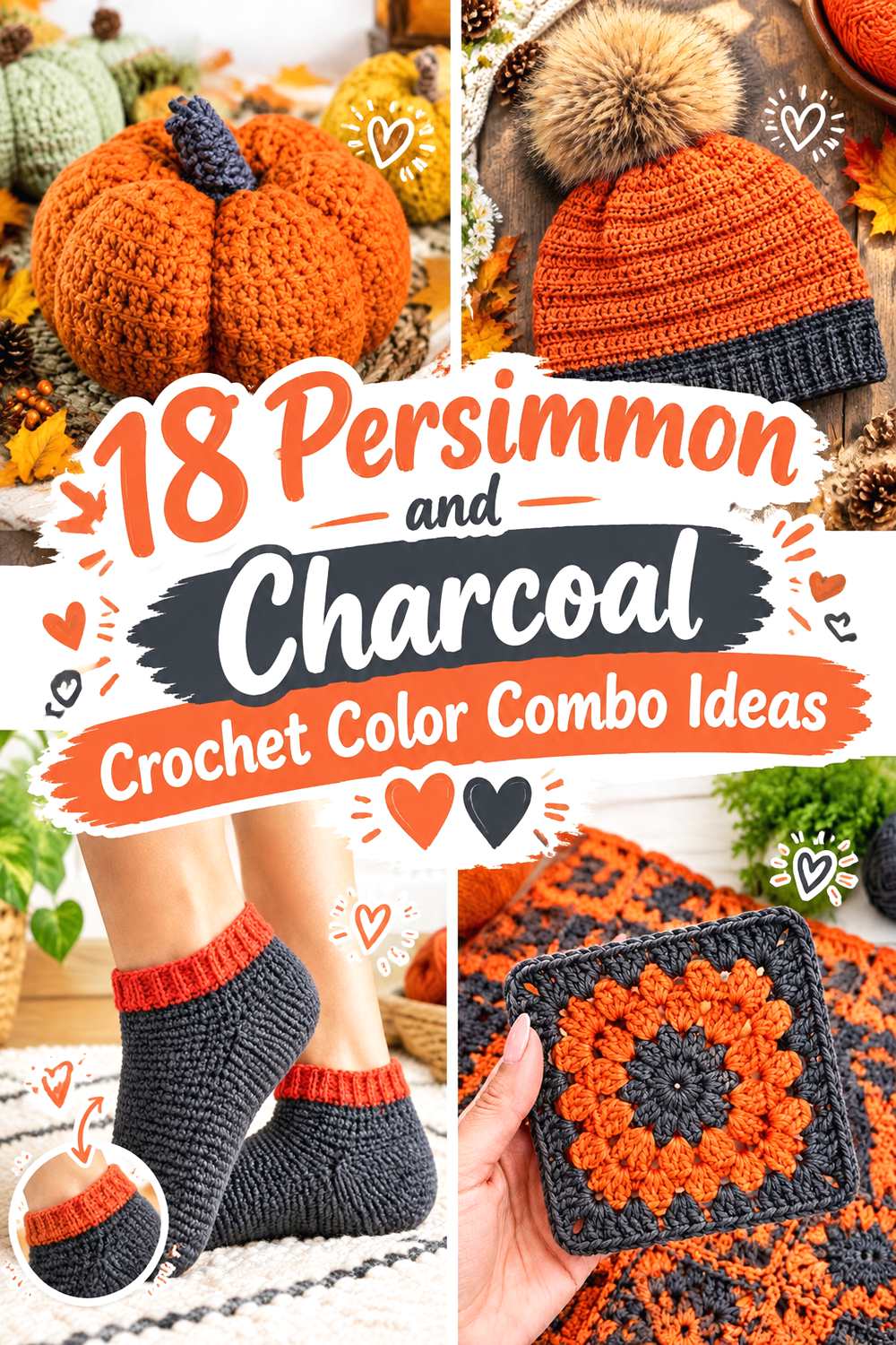 18 Persimmon and Charcoal Crochet Color Combo Ideas
