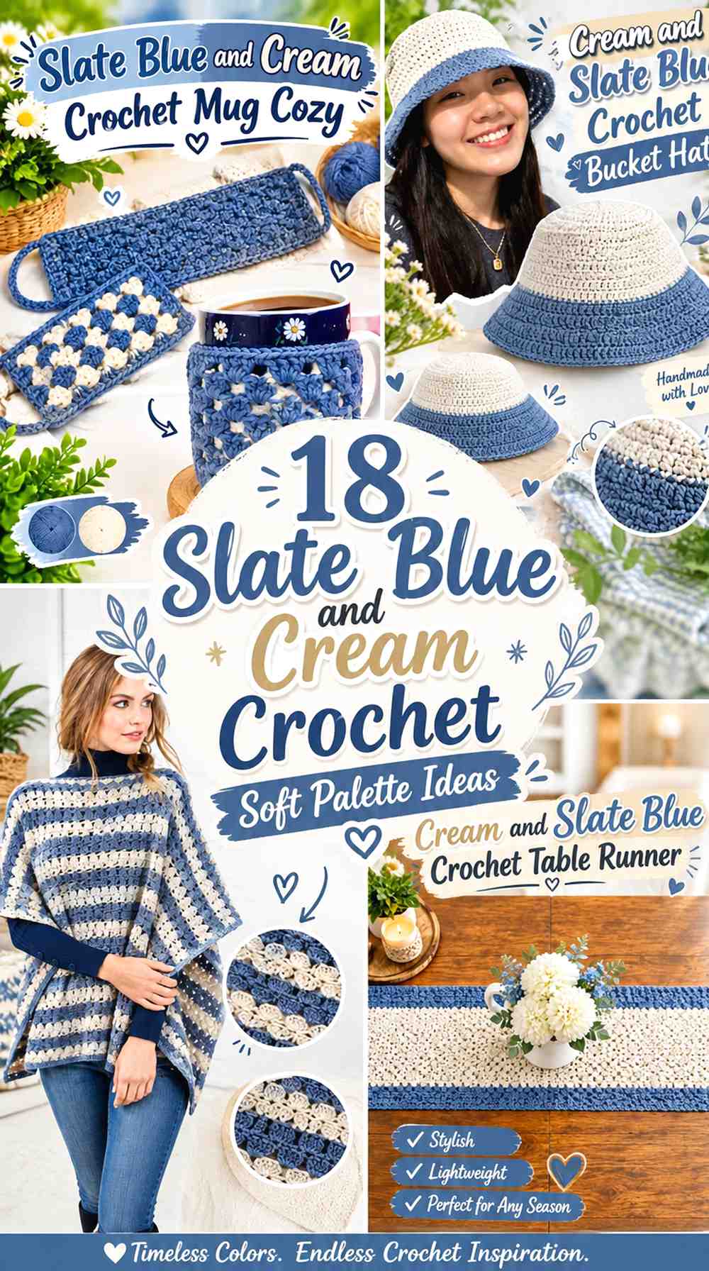 18 Slate Blue and Cream Crochet Soft Palette Ideas