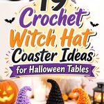 Crochet Witch Hat Coaster Ideas for Halloween Tables