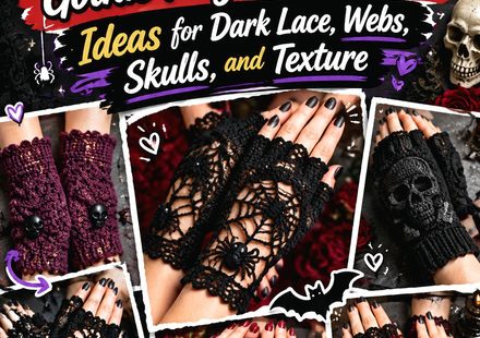 Crochet Gothic Fingerless Gloves Ideas for Dark Lace, Webs, Skulls, and Texture