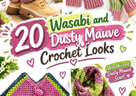 20 Wasabi and Dusty Mauve Crochet Looks