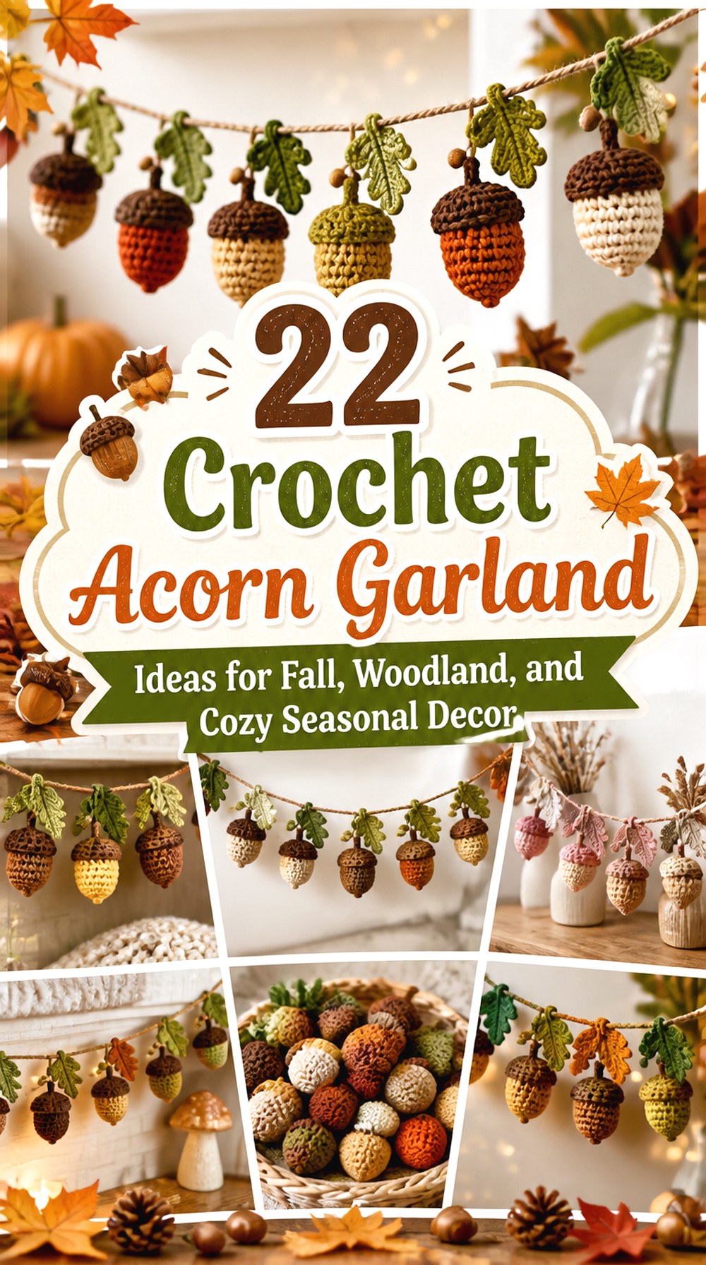 Crochet Acorn Garland Ideas for Fall Woodland and Cozy Seasonal Decor