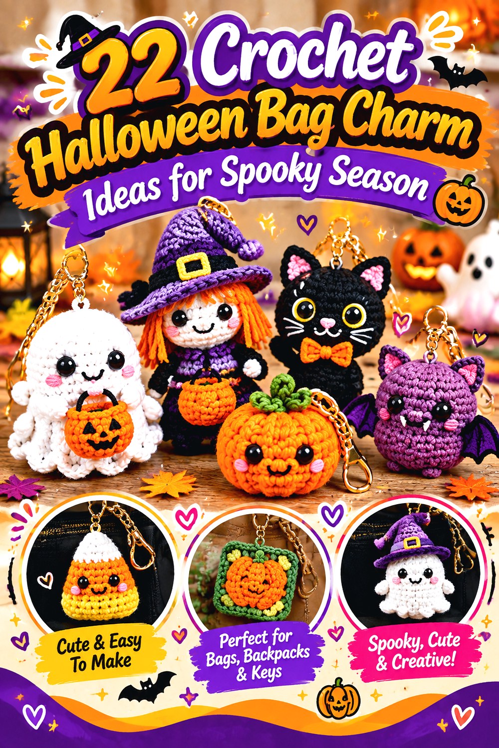 Crochet Halloween Bag Charm Ideas for Spooky Season