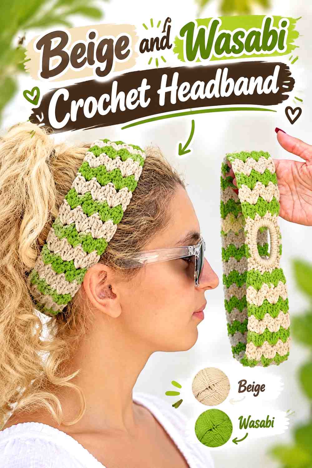 10. Beige And Wasabi Crochet Headband