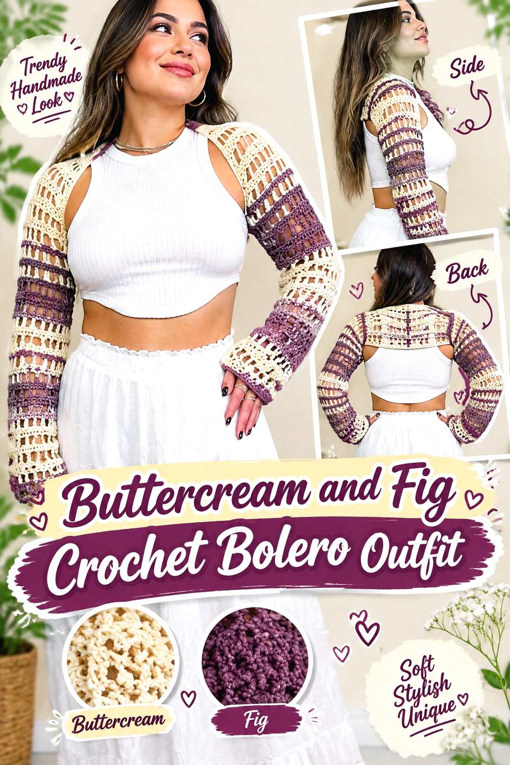8. Buttercream And Fig Crochet Bolero Outfit