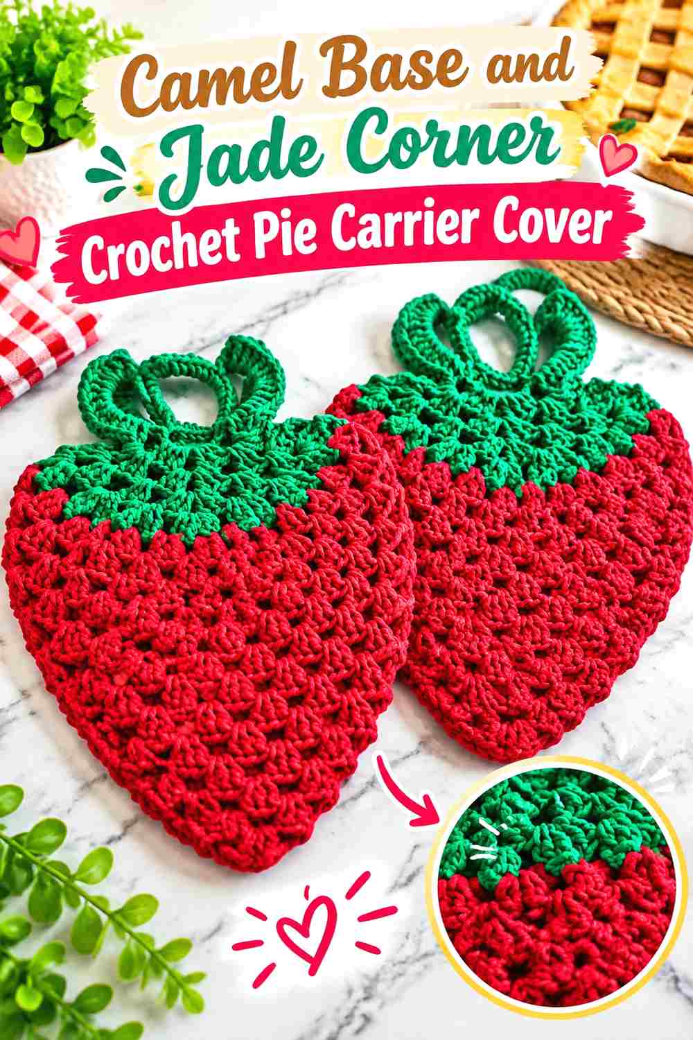 7. Camel Base And Jade Corner Crochet Pie Carrier Cover