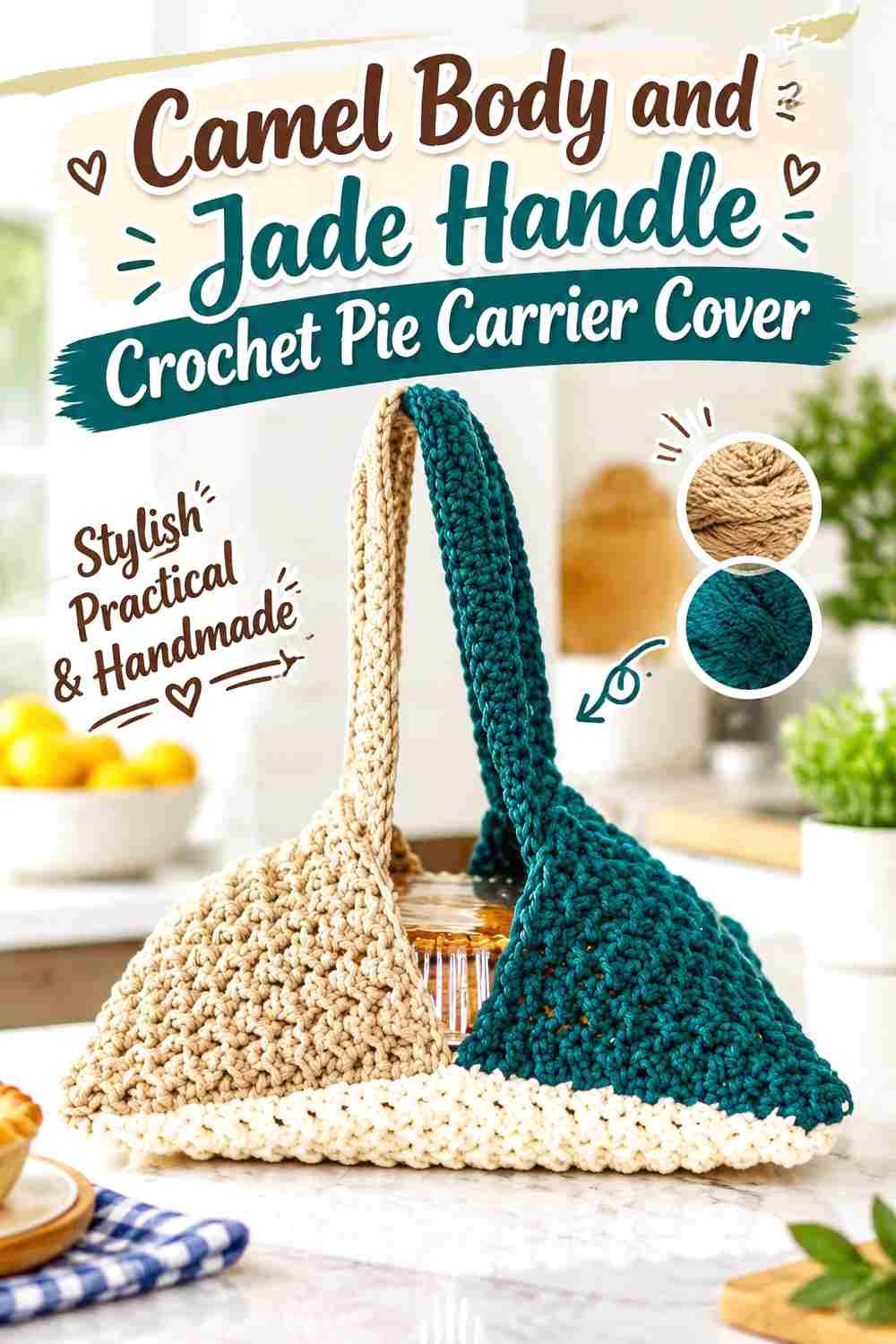 2. Camel Body And Jade Handle Crochet Pie Carrier Cover