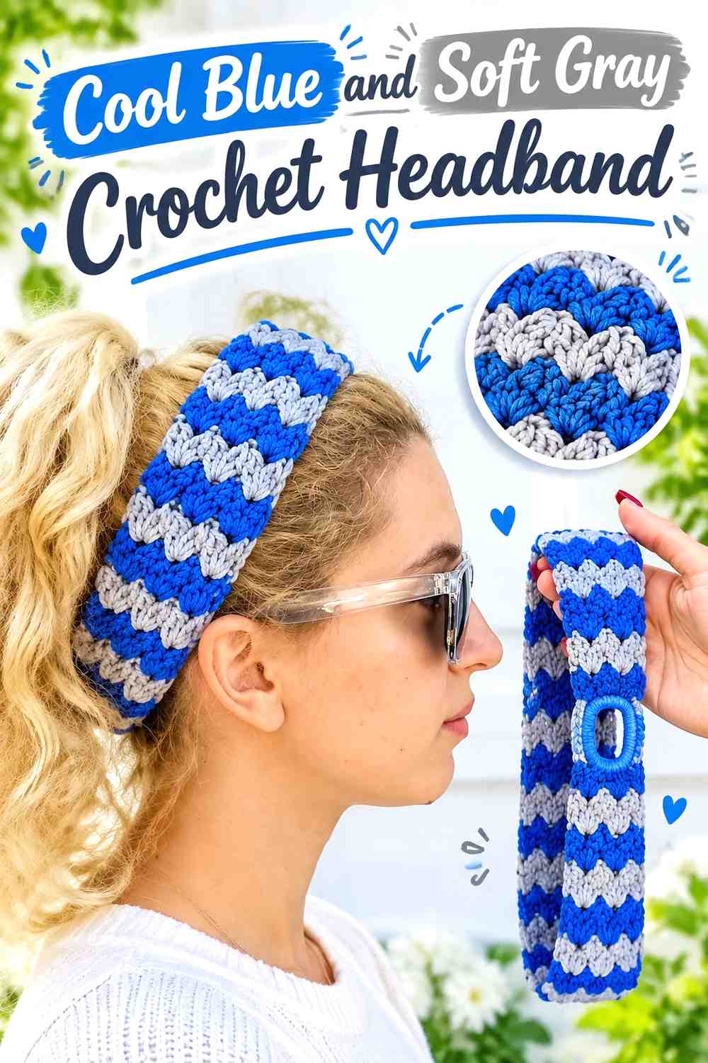 11. Cool Blue And Soft Gray Crochet Headband