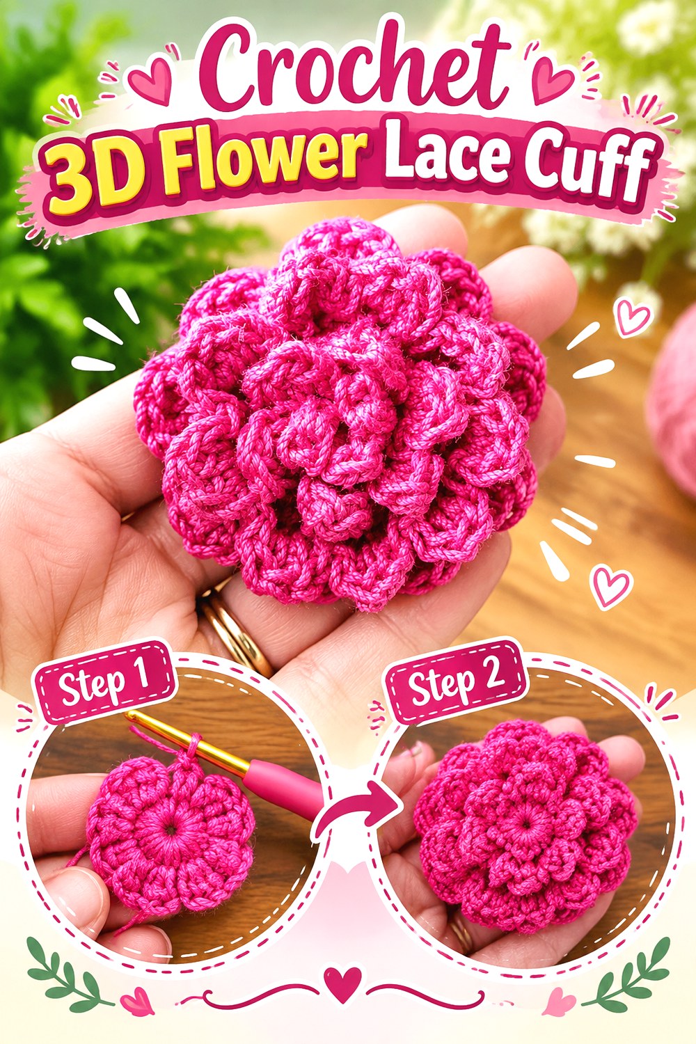 Crochet D Flower Lace Cuff