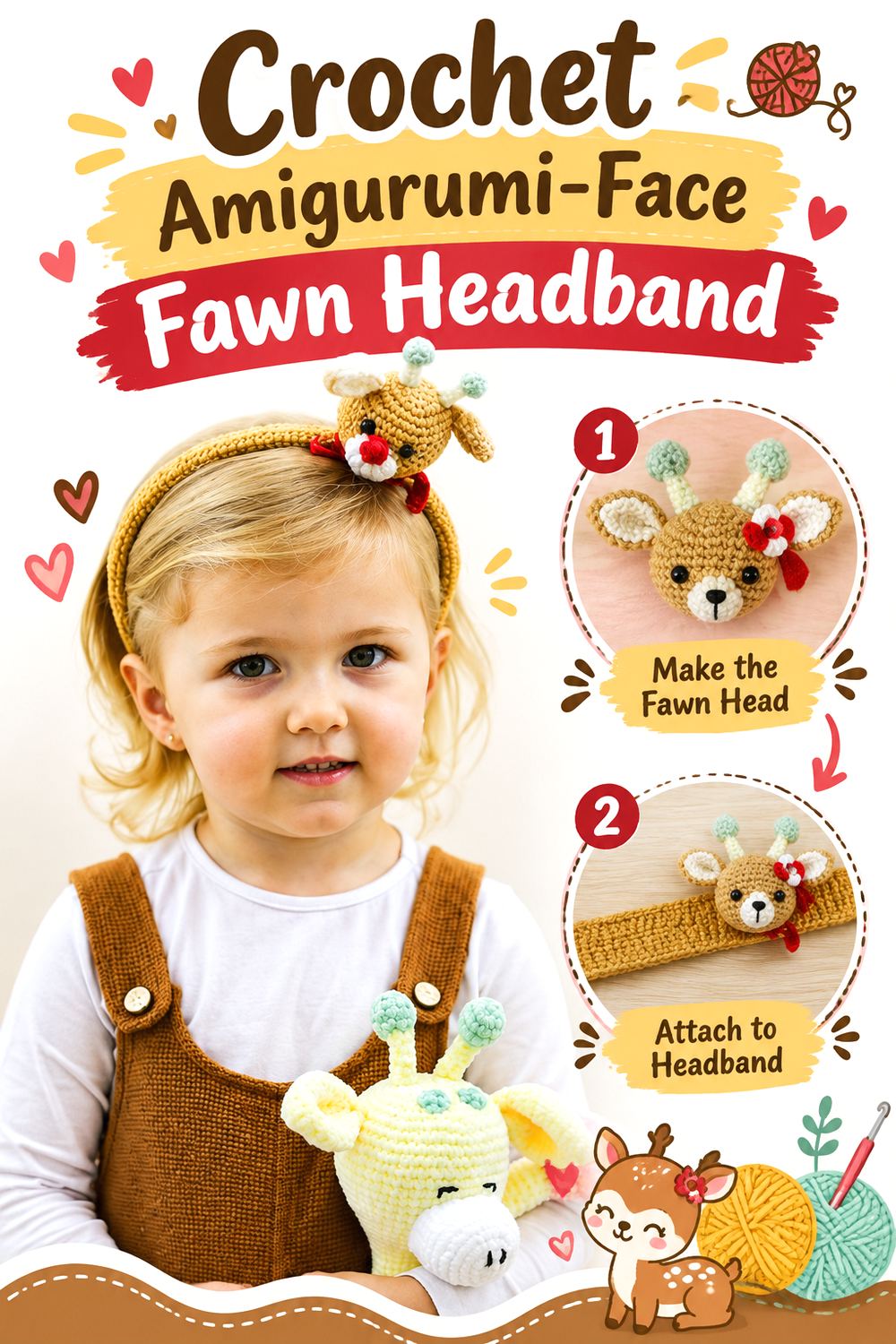 Crochet Amigurumi Face Fawn Headband