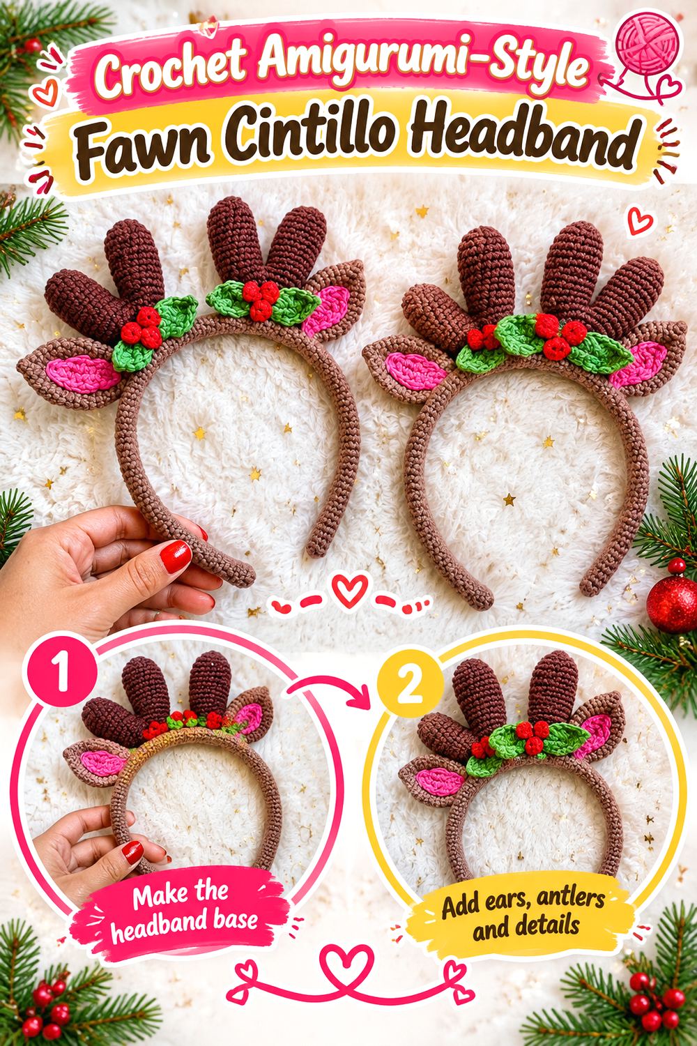 Crochet Amigurumi Style Fawn Cintillo Headband