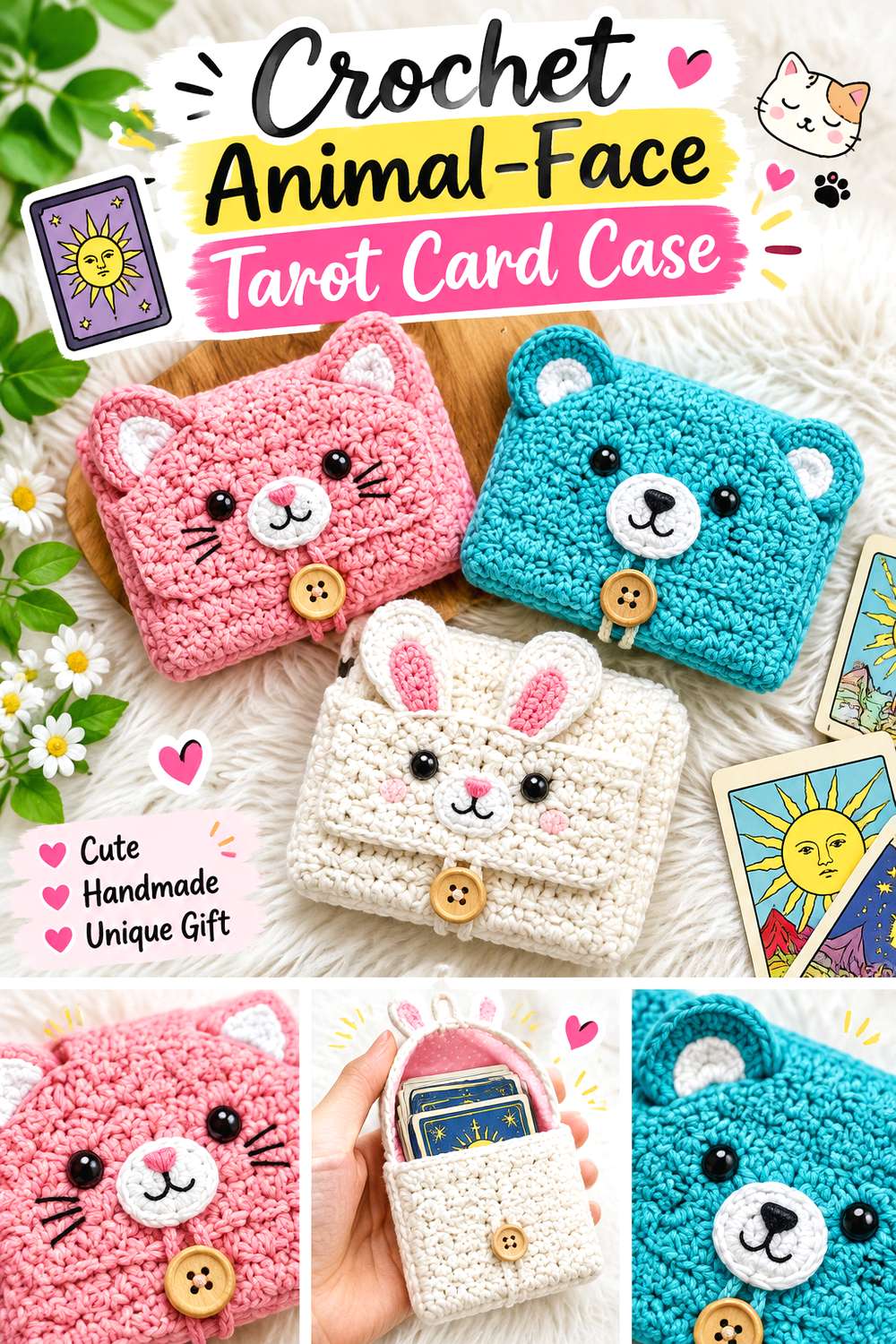 Crochet Animal Face Tarot Card Case
