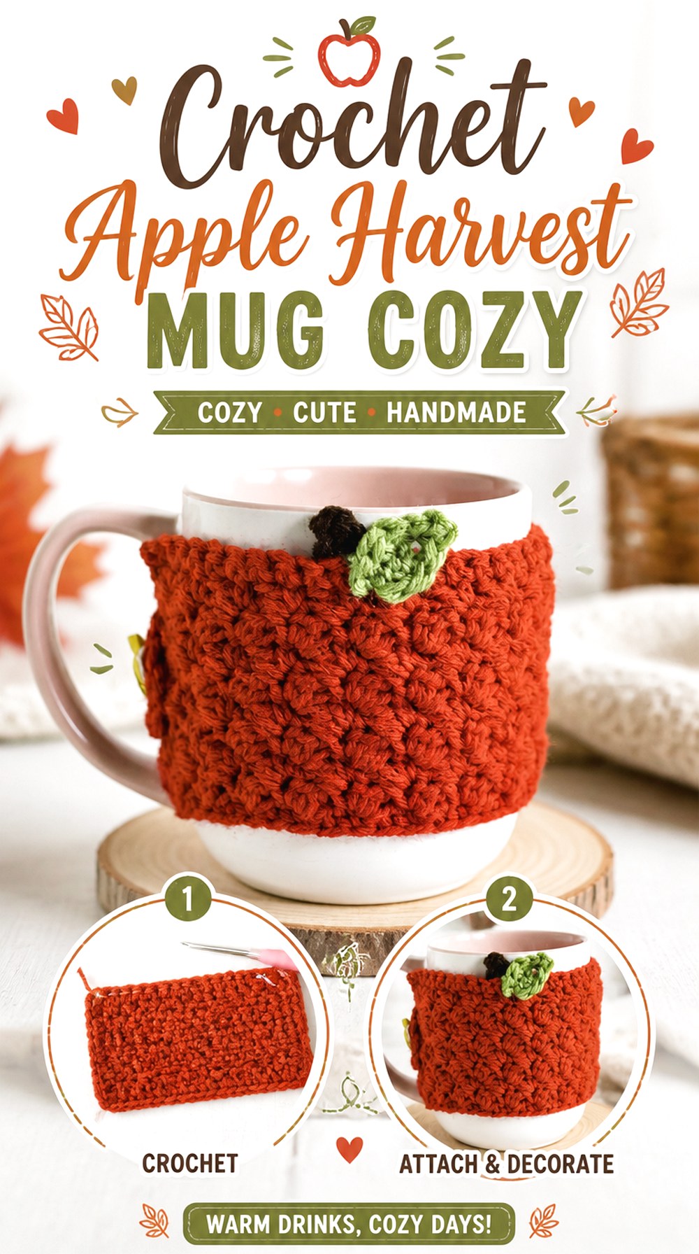 Crochet Apple Harvest Mug Cozy