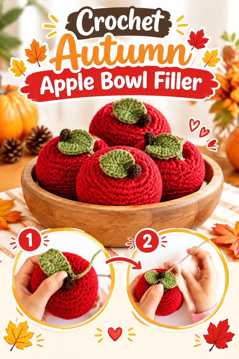Crochet Autumn Apple Bowl Filler