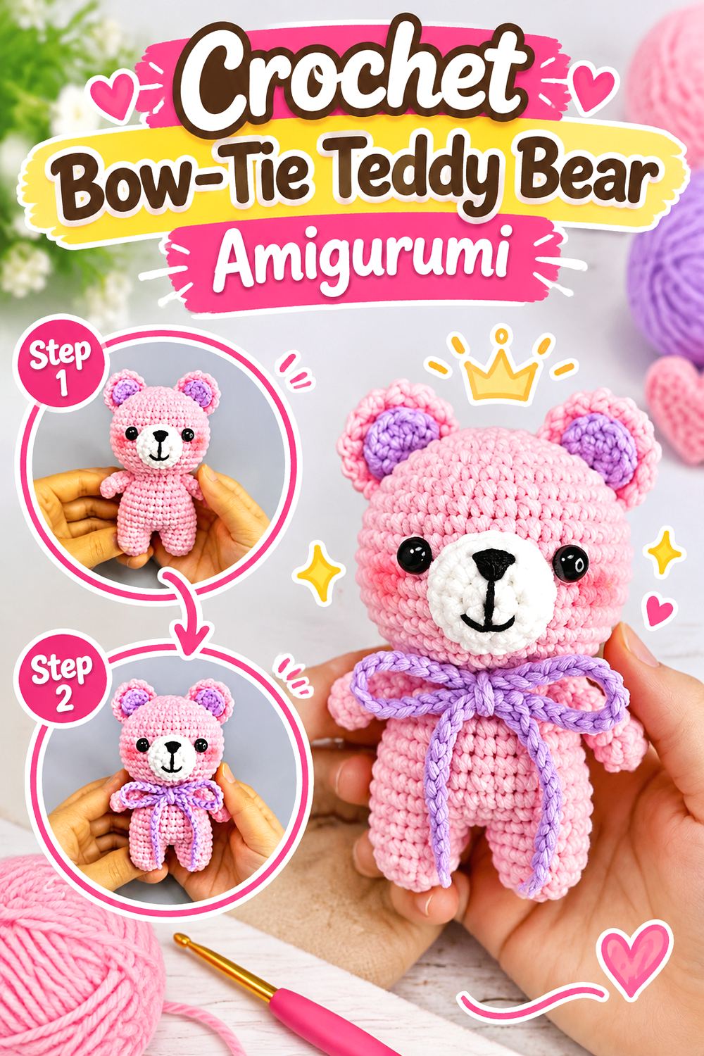 Crochet Bow Tie Teddy Bear Amigurumi