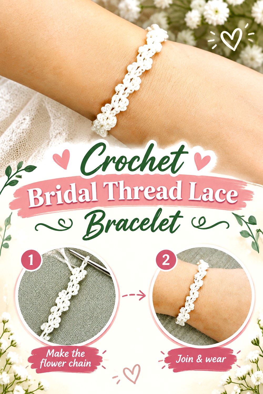 Crochet Bridal Thread Lace Bracelet