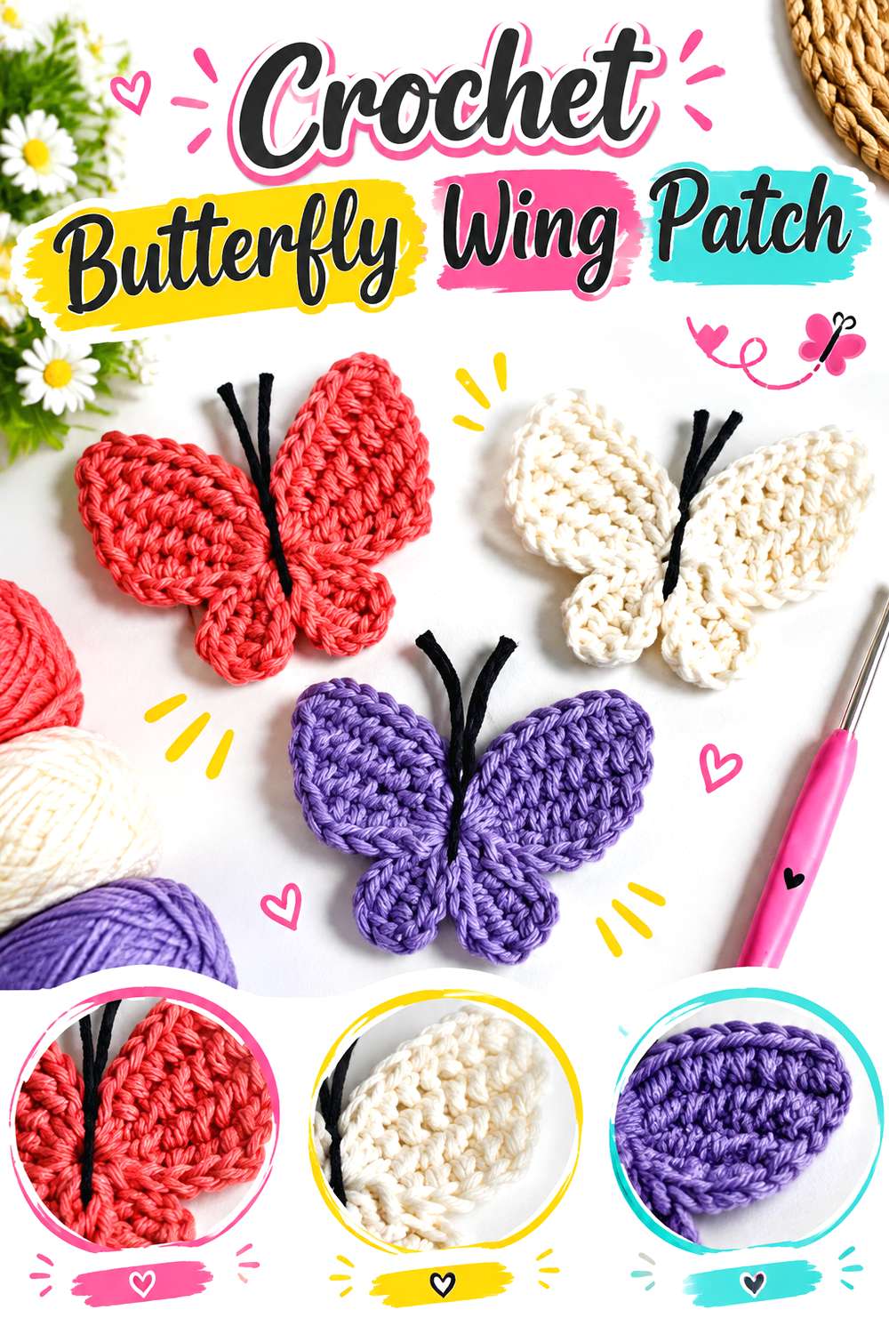 Crochet Butterfly Wing Patch