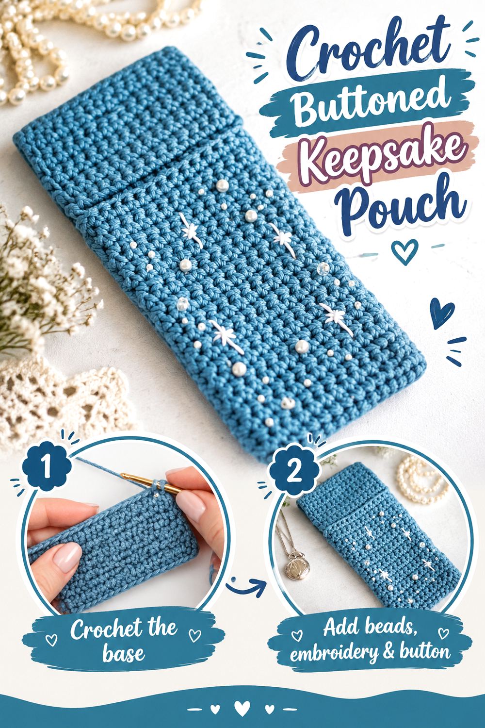 Crochet Buttoned Keepsake Pouch