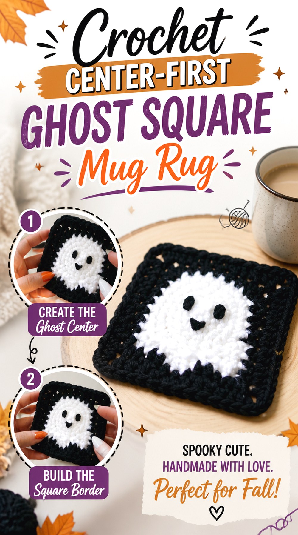 Crochet Center First Ghost Square Mug Rug