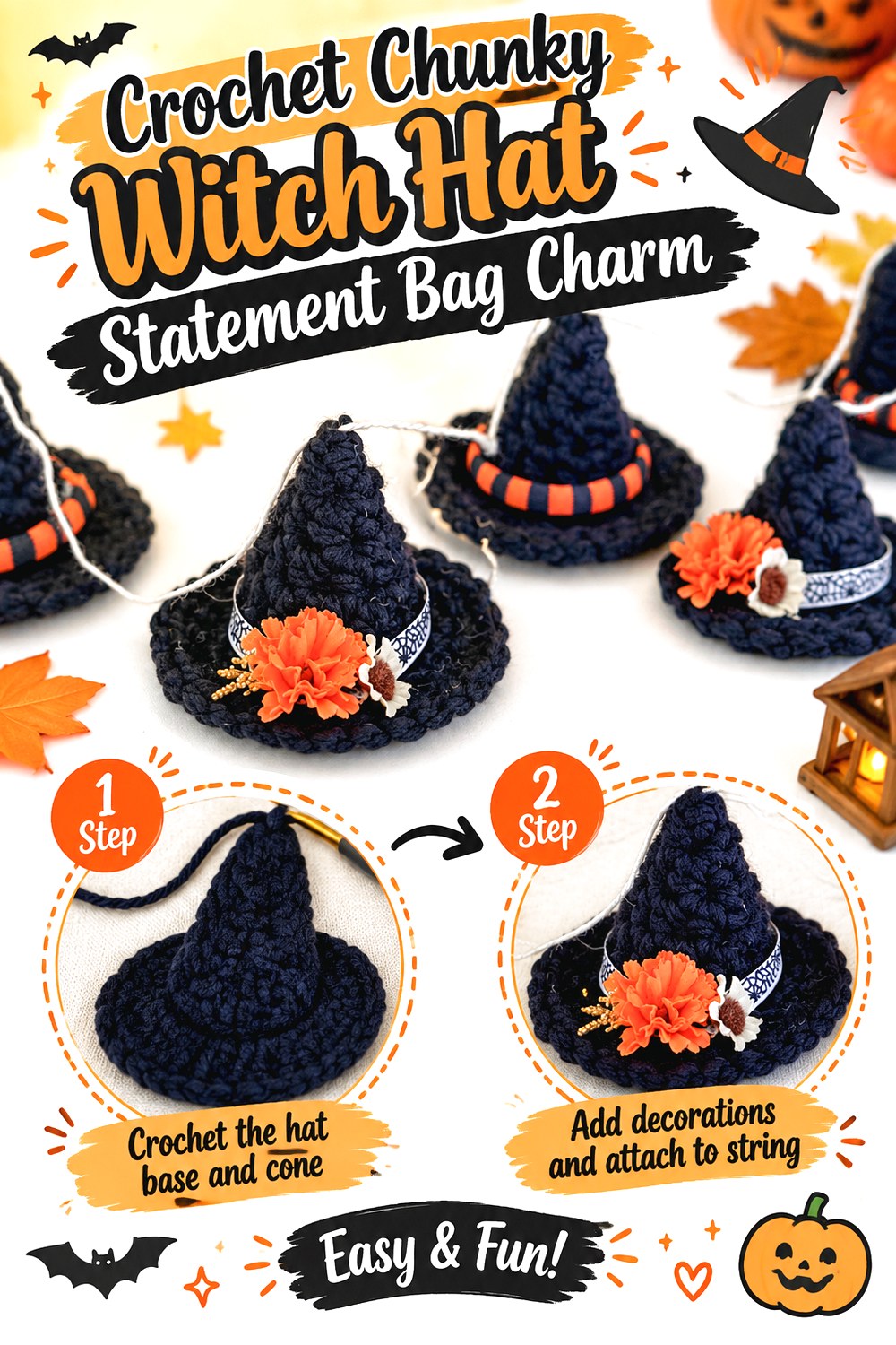 Crochet Chunky Witch Hat Statement Bag Charm