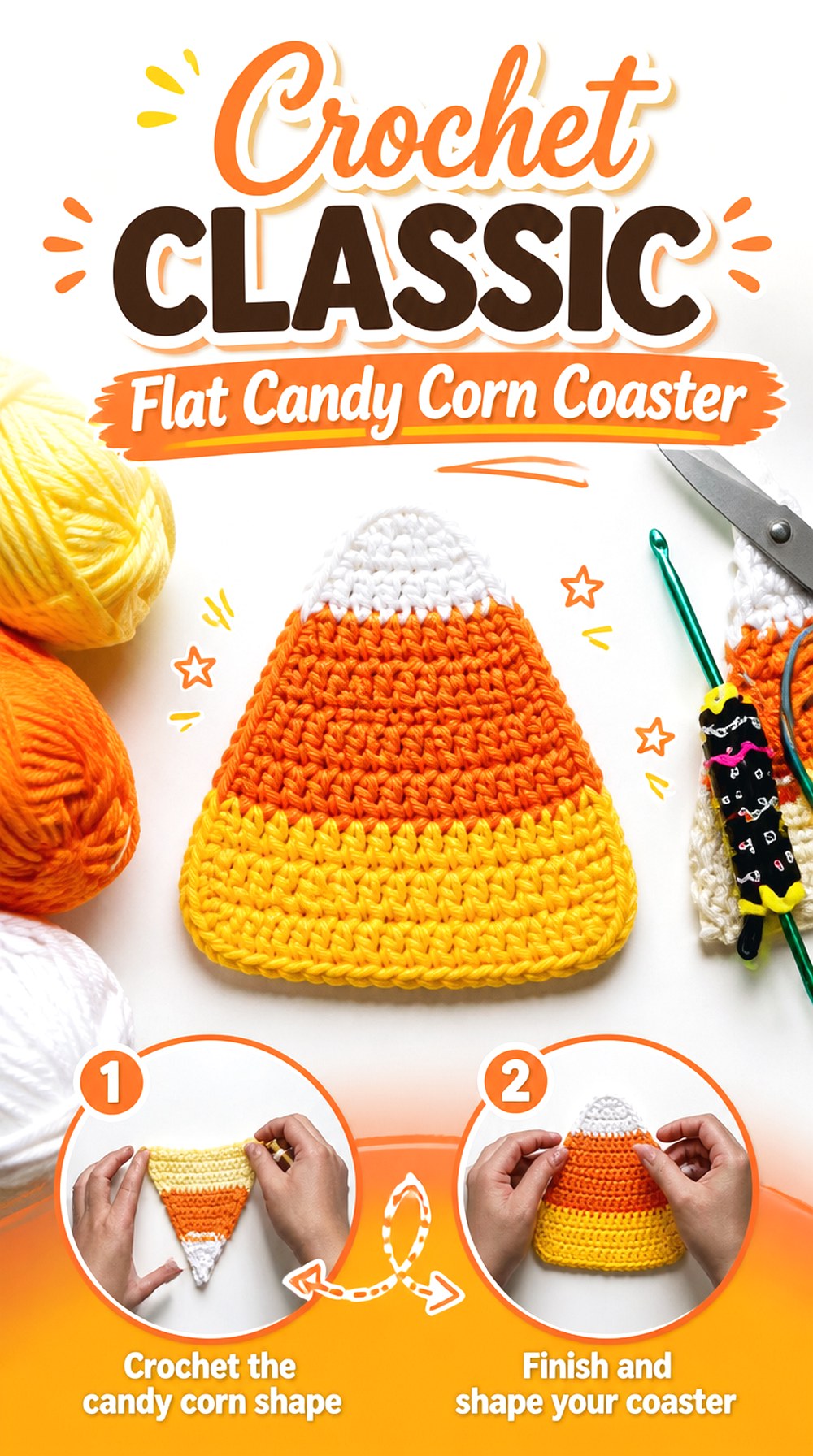 Crochet Classic Flat Candy Corn Coaster