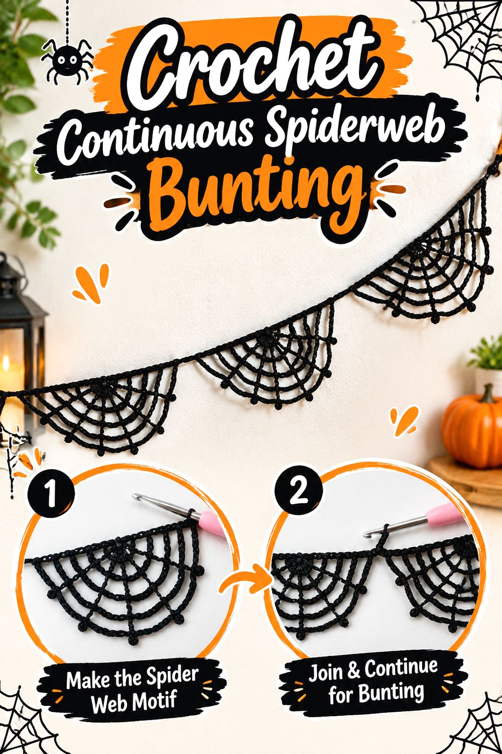 Crochet Continuous Spiderweb Bunting