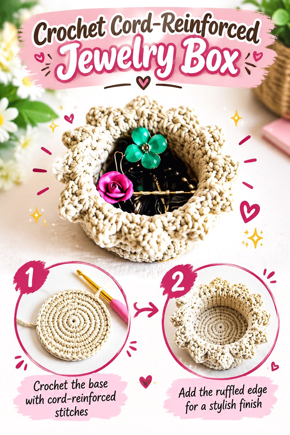 Crochet Cord Reinforced Jewelry Box