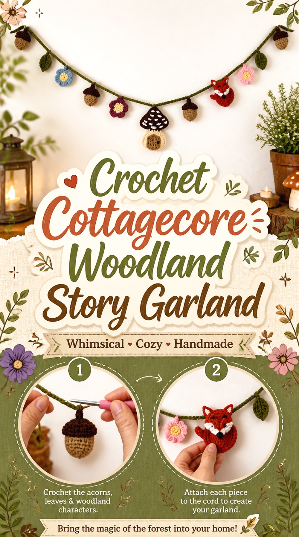 Crochet Cottagecore Woodland Story Garland
