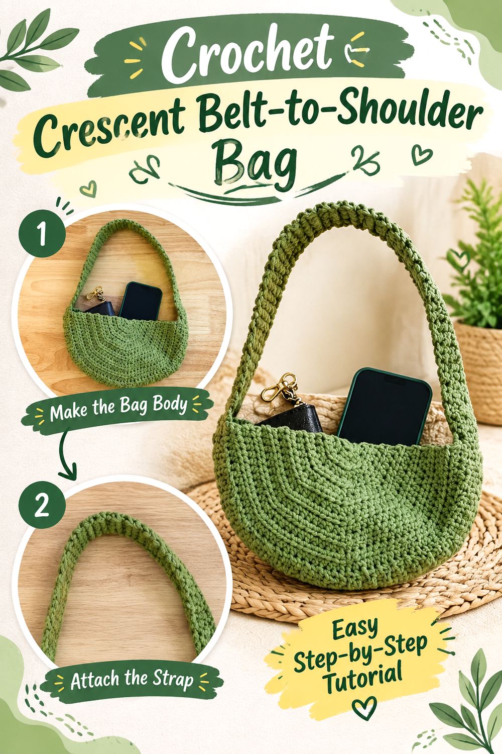 Crochet Crescent Belt to Shoulder Bag