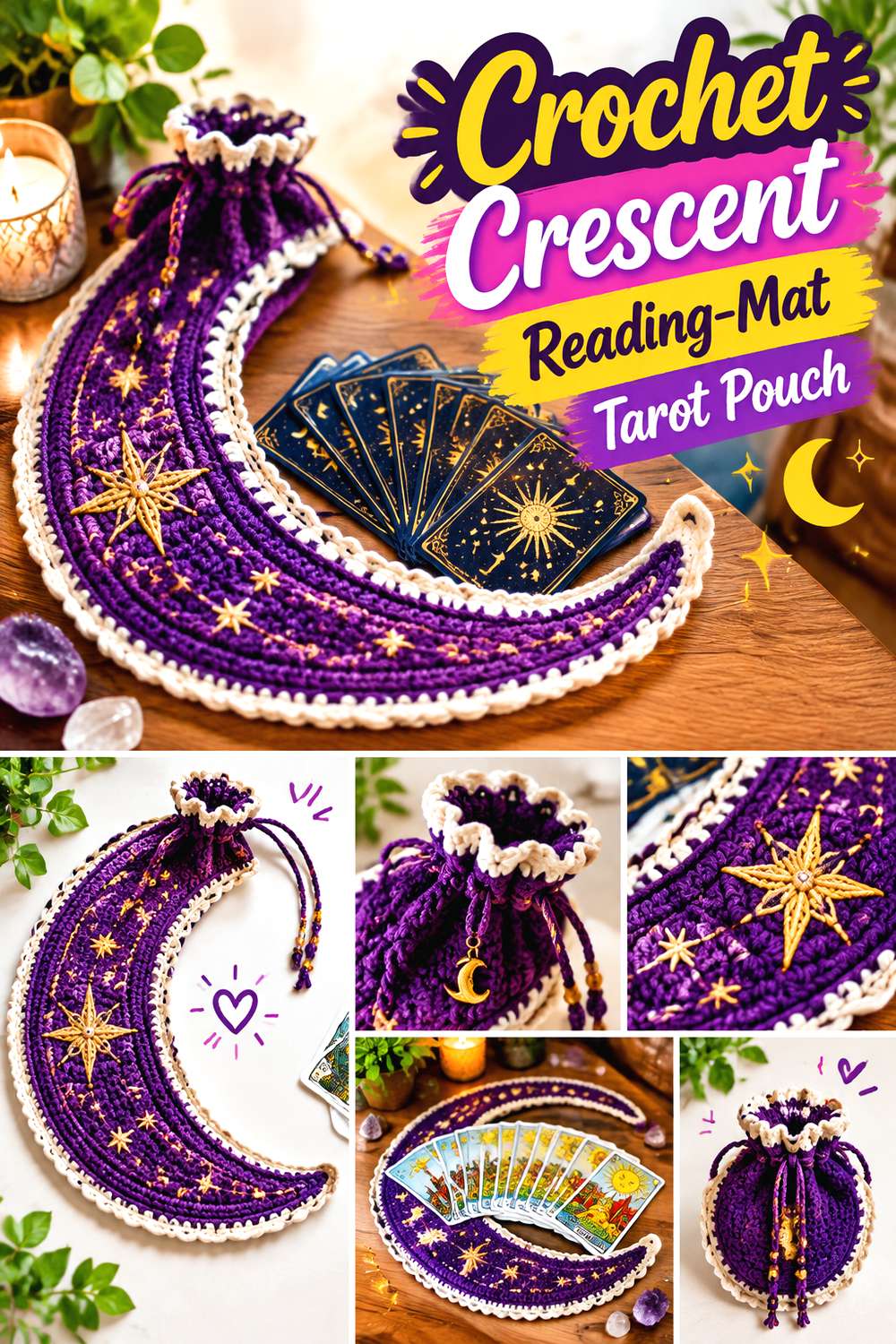 Crochet Crescent Reading Mat Tarot Pouch