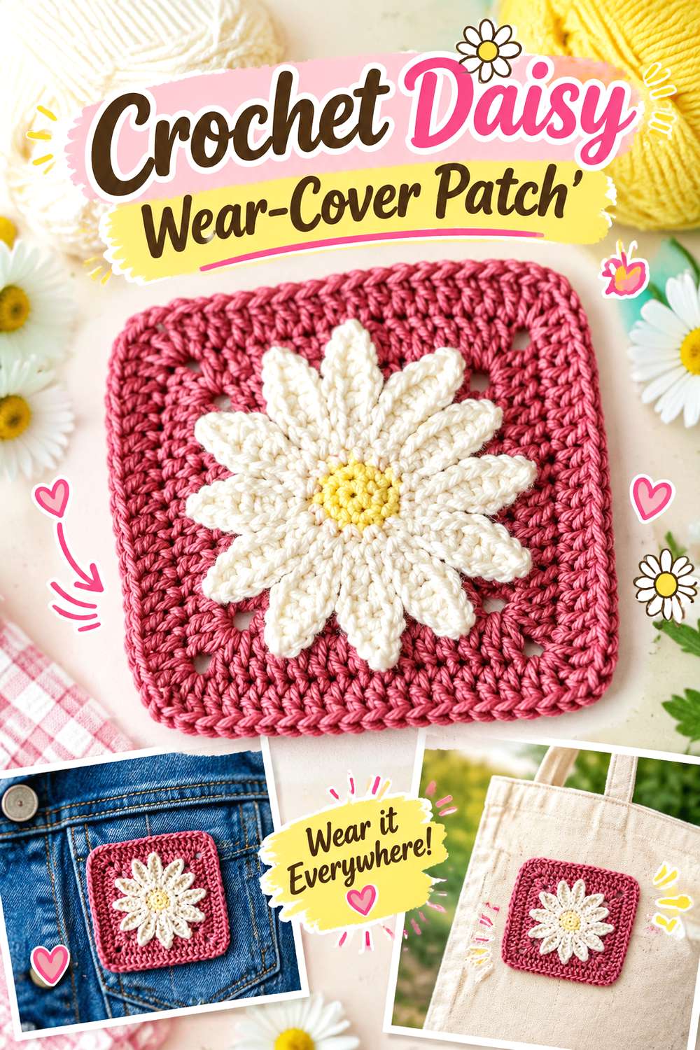 Crochet Daisy Wear Cover Patch