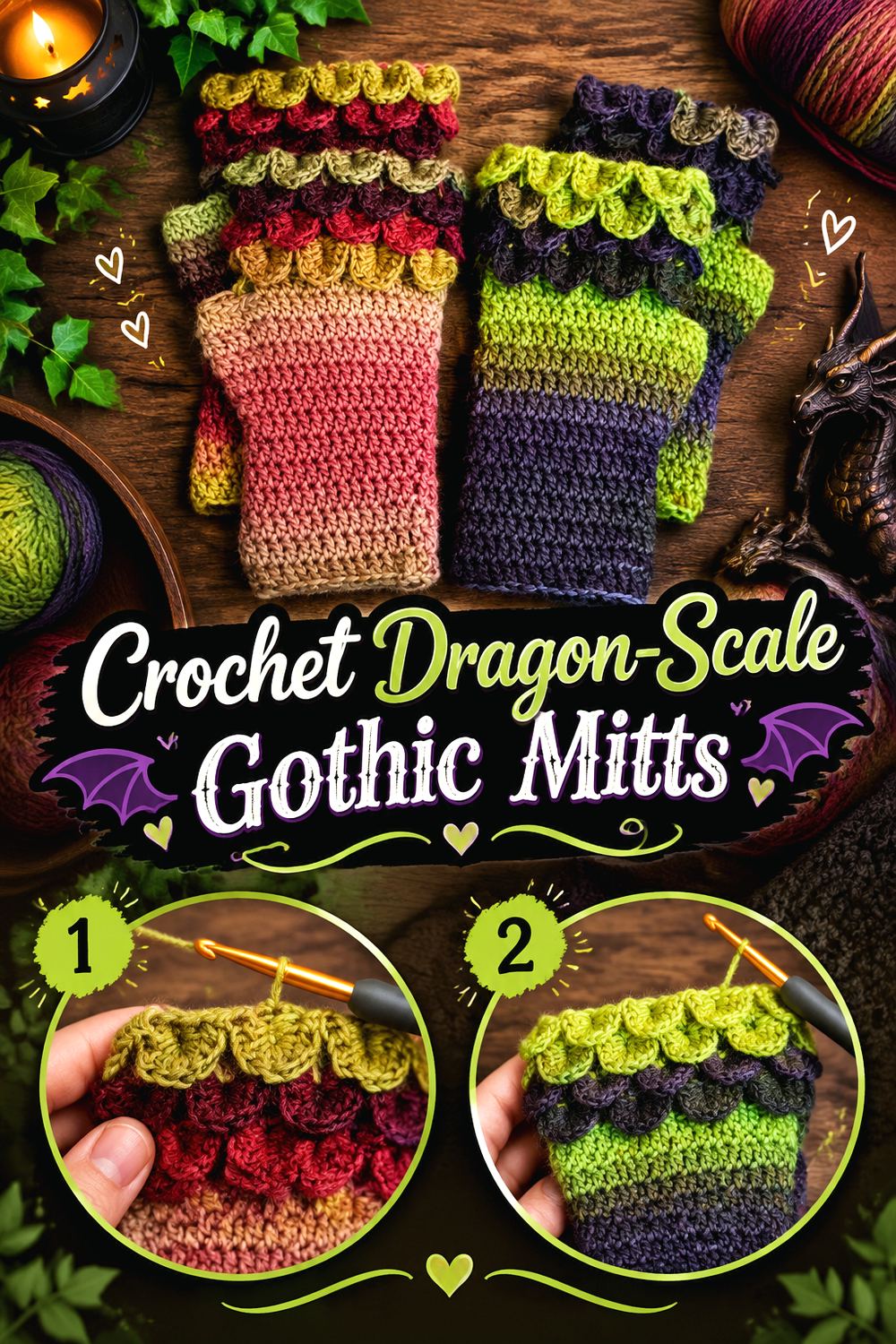 Crochet Dragon Scale Gothic Mitts
