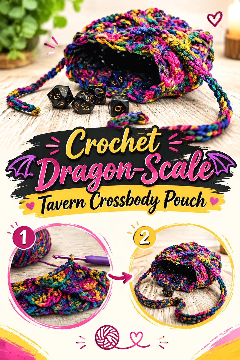 Crochet Dragon Scale Tavern Crossbody Pouch