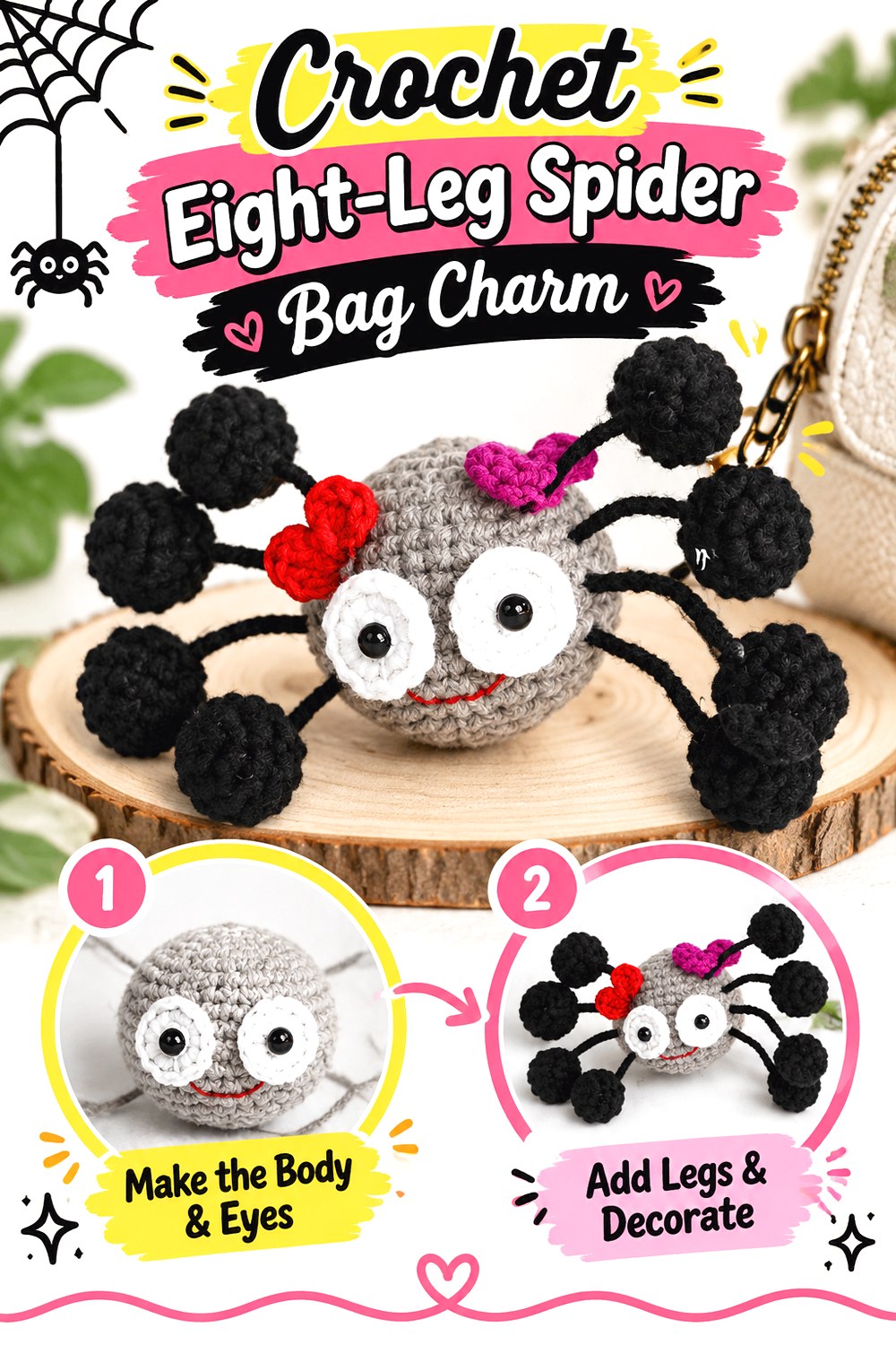Crochet Eight Leg Spider Bag Charm