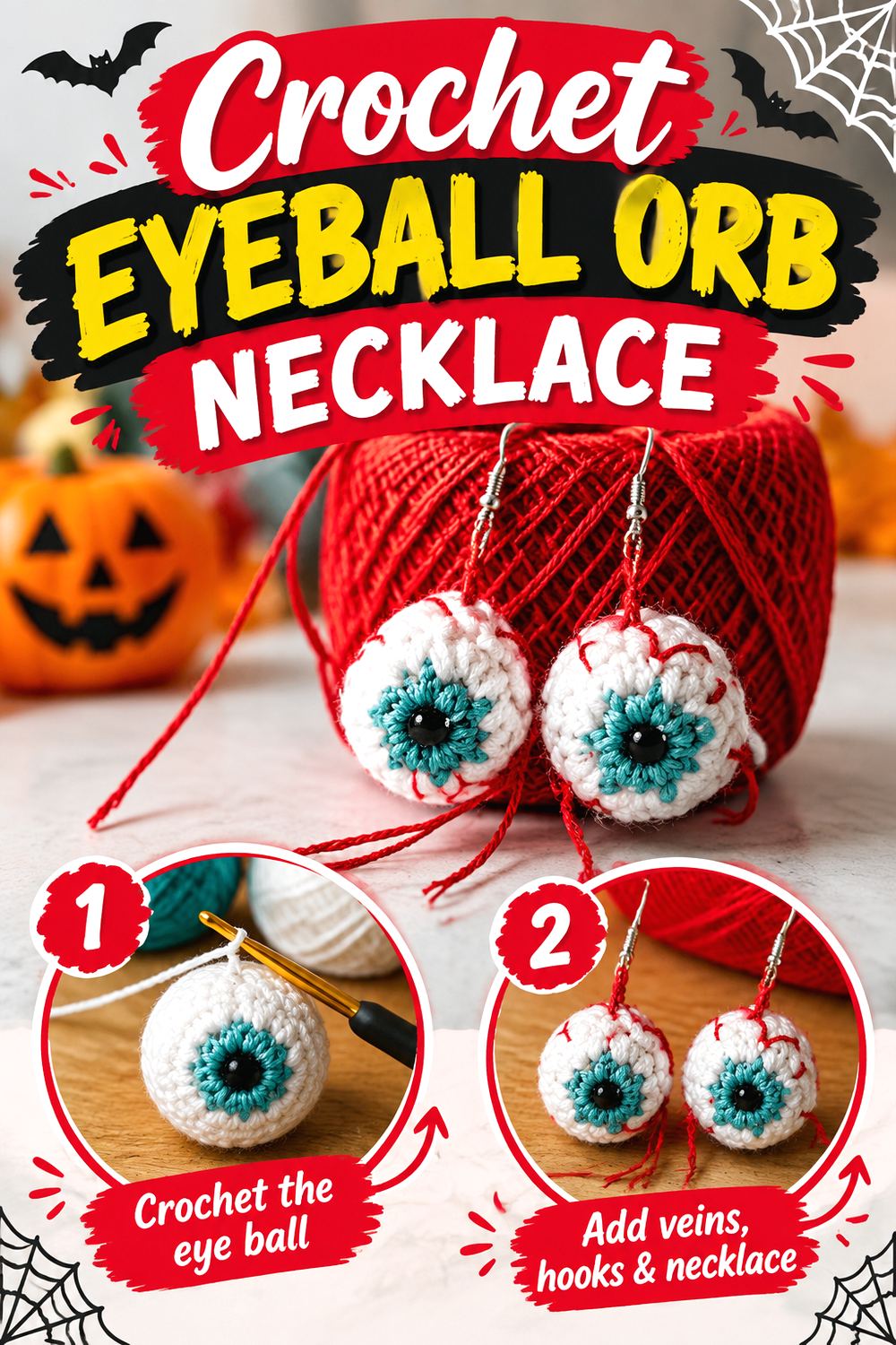 Crochet Eyeball Orb Necklace