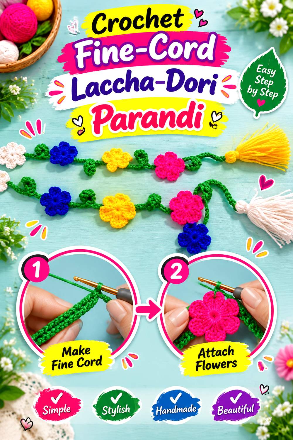 Crochet Fine Cord Laccha Dori Parandi