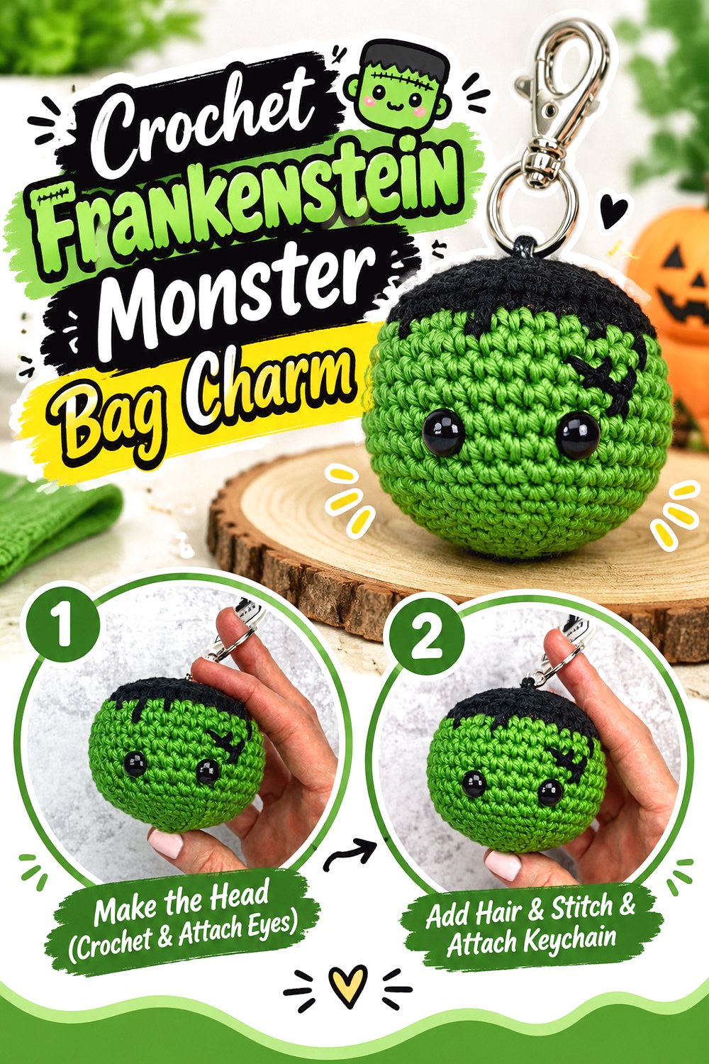 Crochet Frankenstein Monster Bag Charm